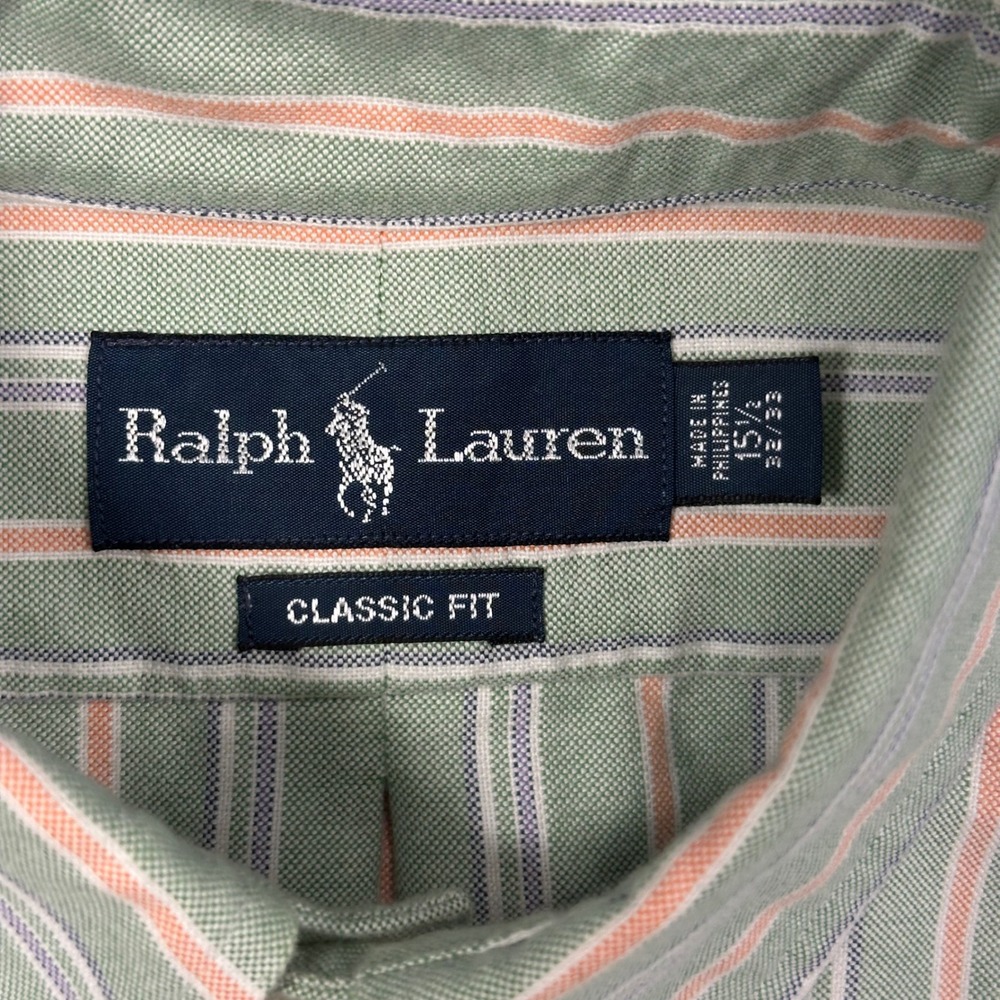 Vintage Polo Ralph Lauren Oxford Dress Shirt Mens 15.5 32/33 Classic Fit Striped - Picture 3 of 12